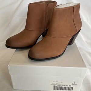 Ladies Chapman Cognac Leather Booties - sz 8 - NWT - in box